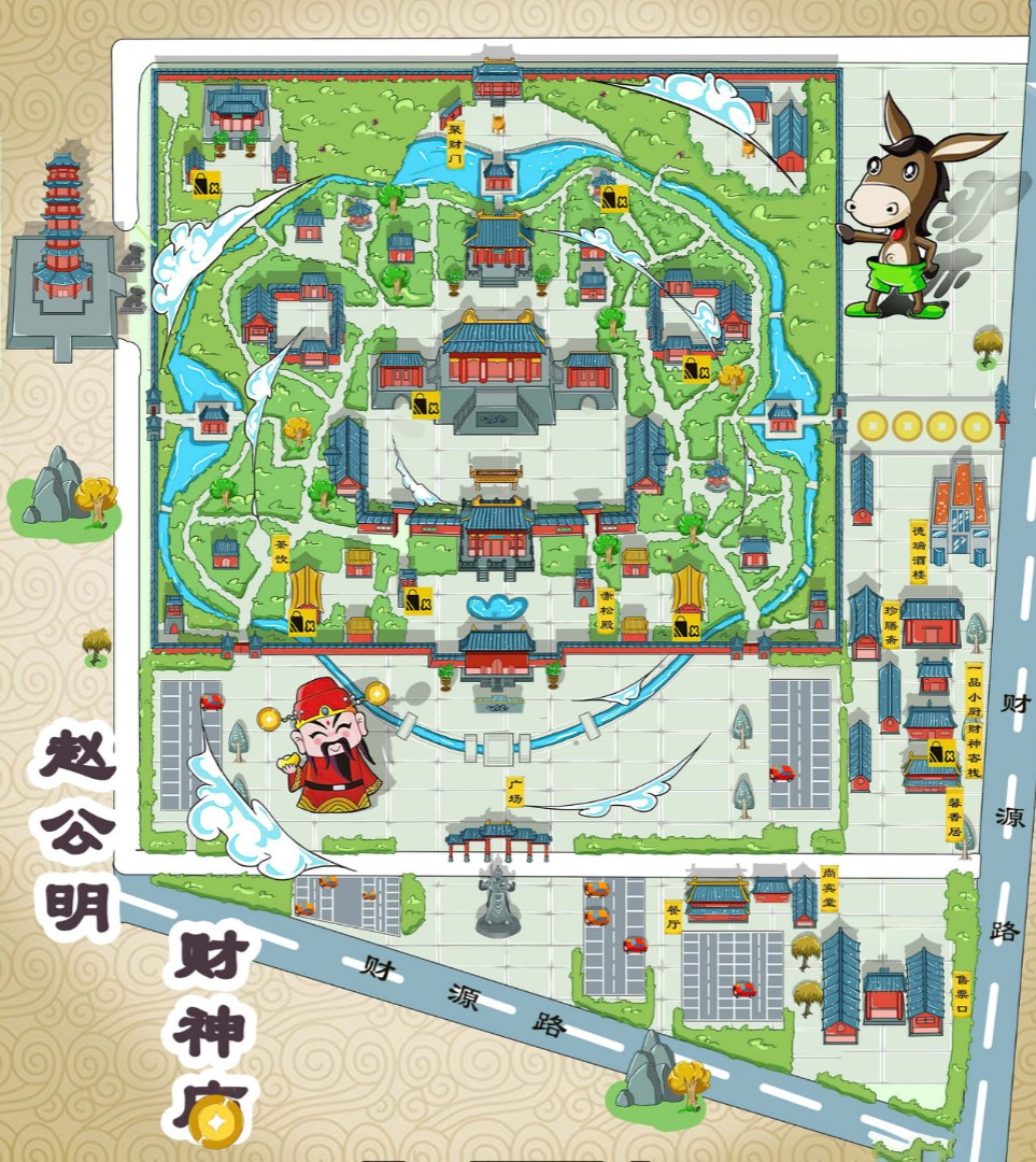金湖寺庙类手绘地图