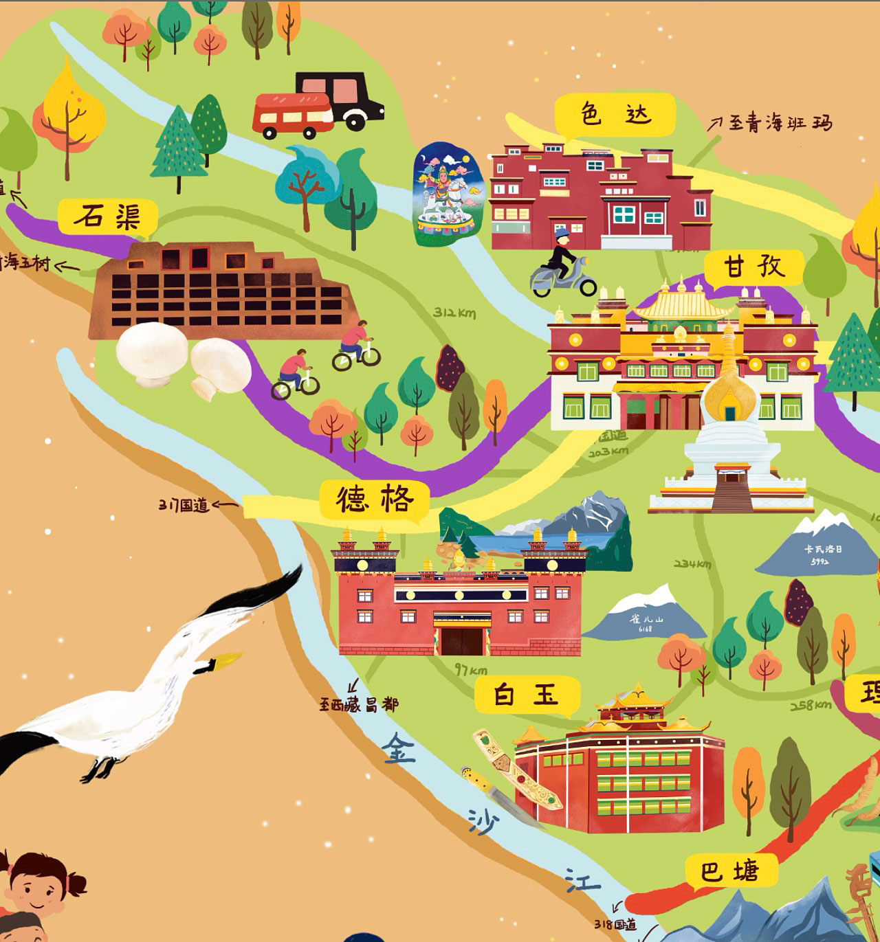 金湖手绘地图景区的文化宝库